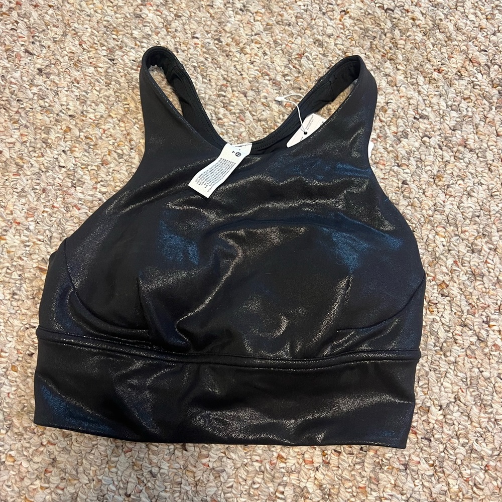 Wonder train long line bra in black foil